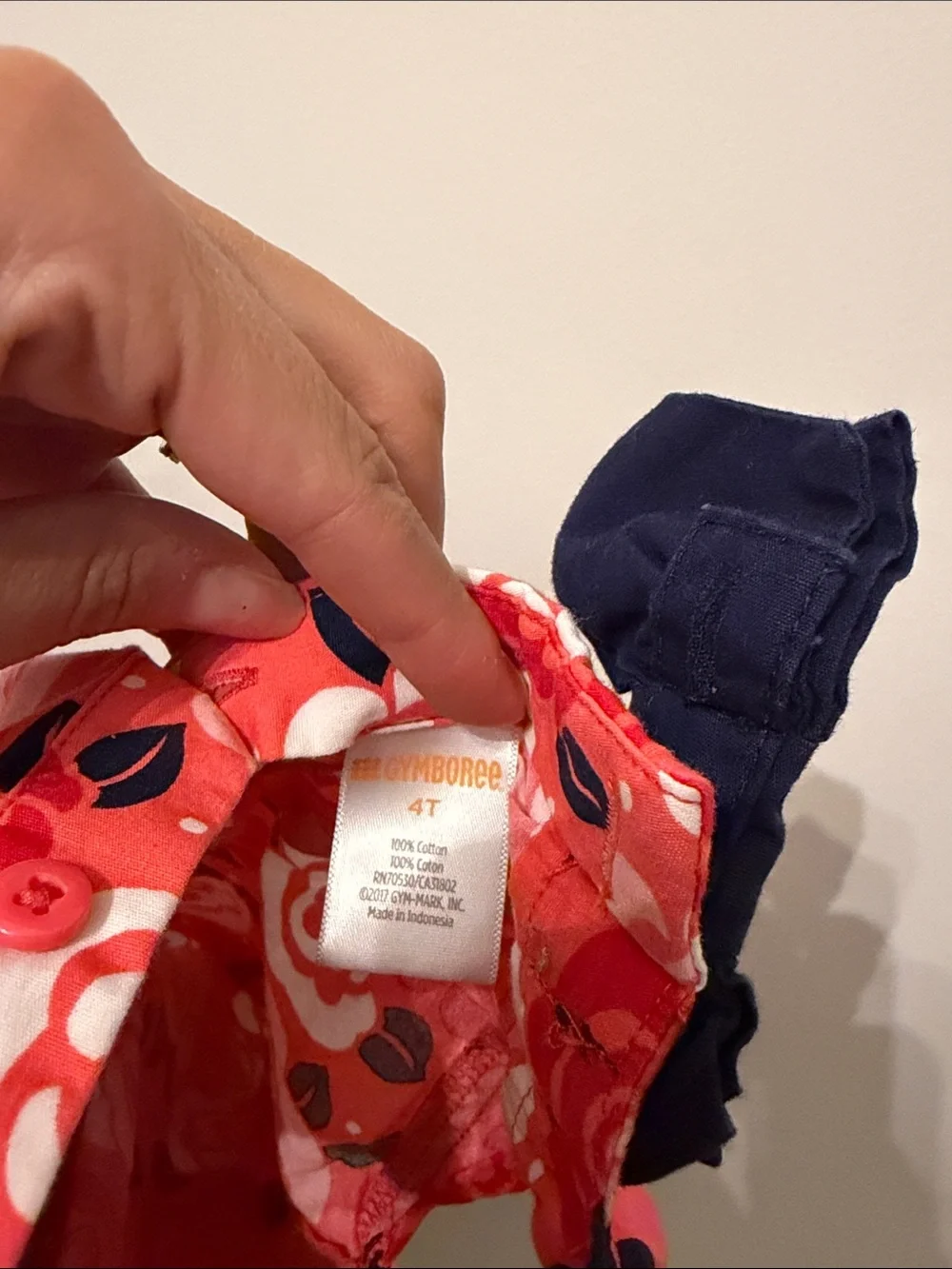 Gymboree Coral Floral Tank Dress with Navy Straps